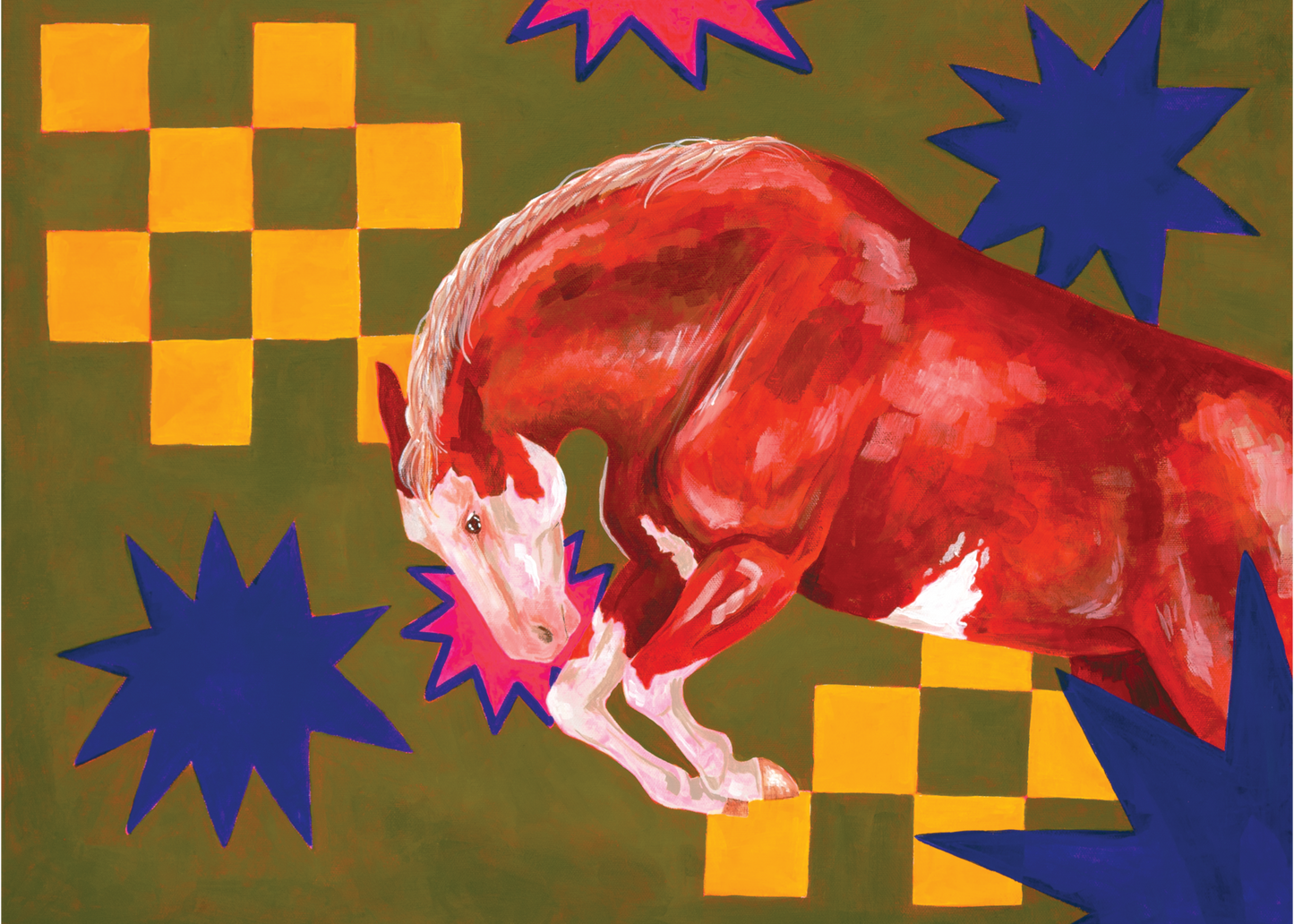 Dark Green Chestnut Horse Original Painting