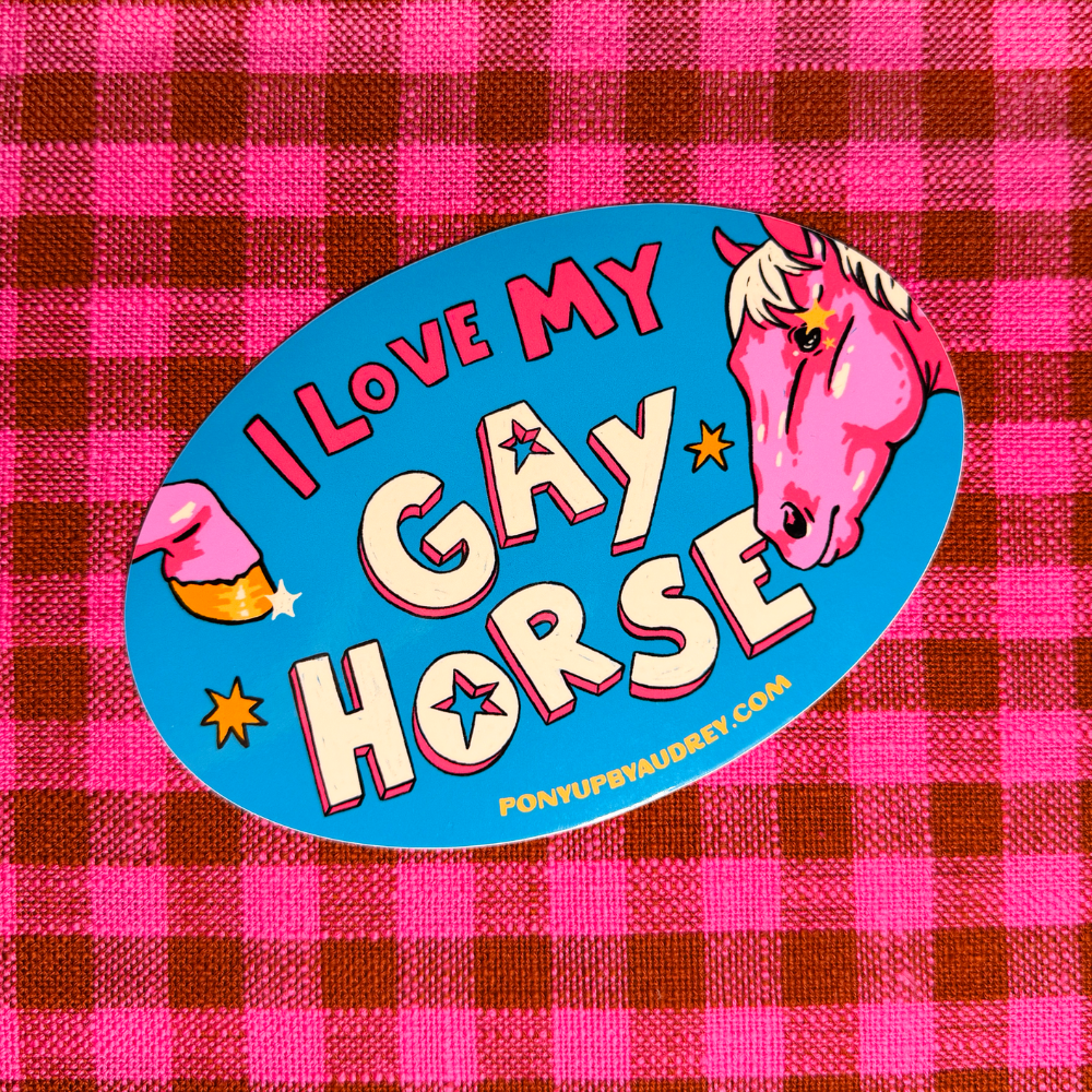 I Love My Gay Horse Oval Sticker