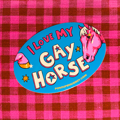 I Love My Gay Horse Oval Sticker