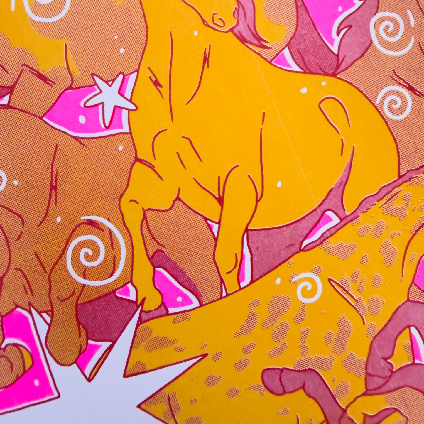 Crimson Herd Risograph Print