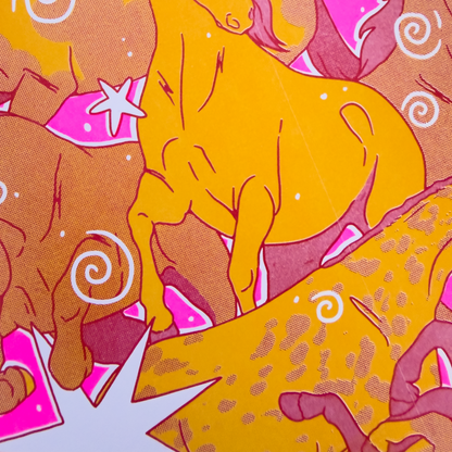 Crimson Herd Risograph Print