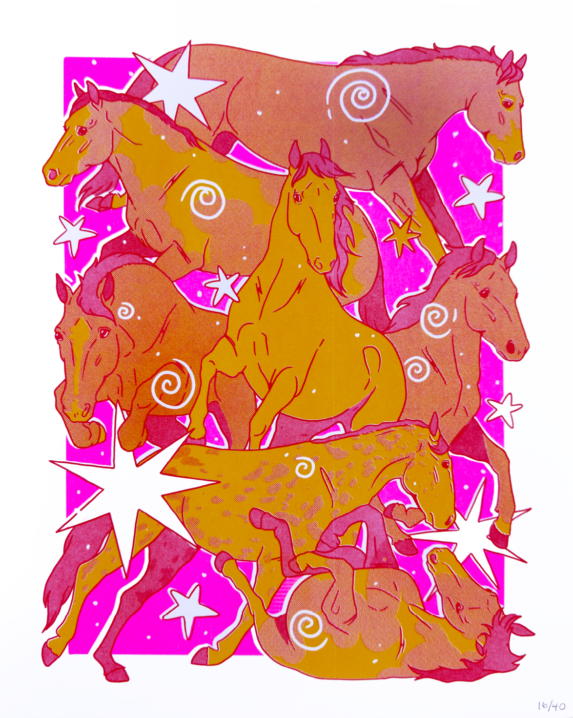 Crimson Herd Risograph Print