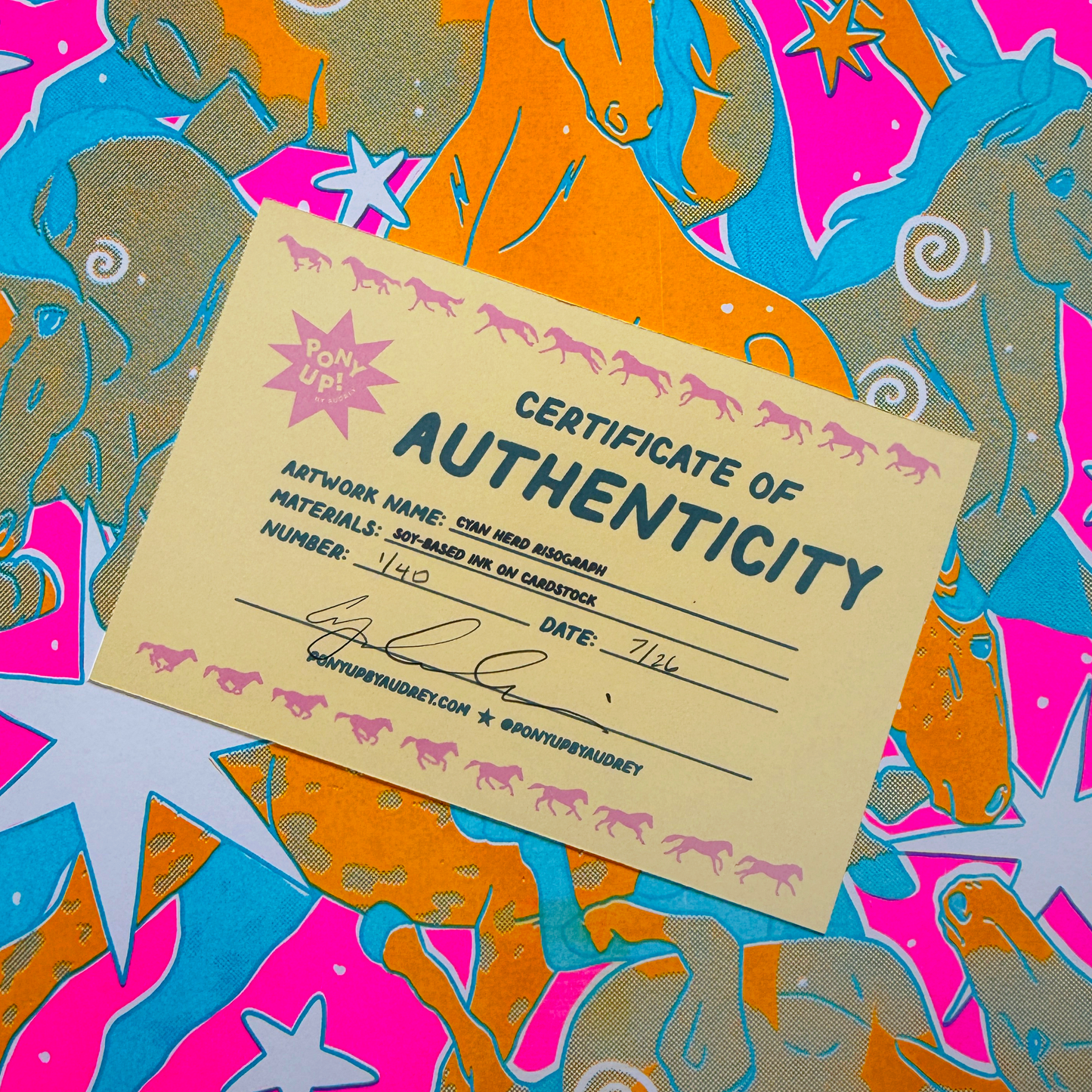 Cyan Herd Risograph Print