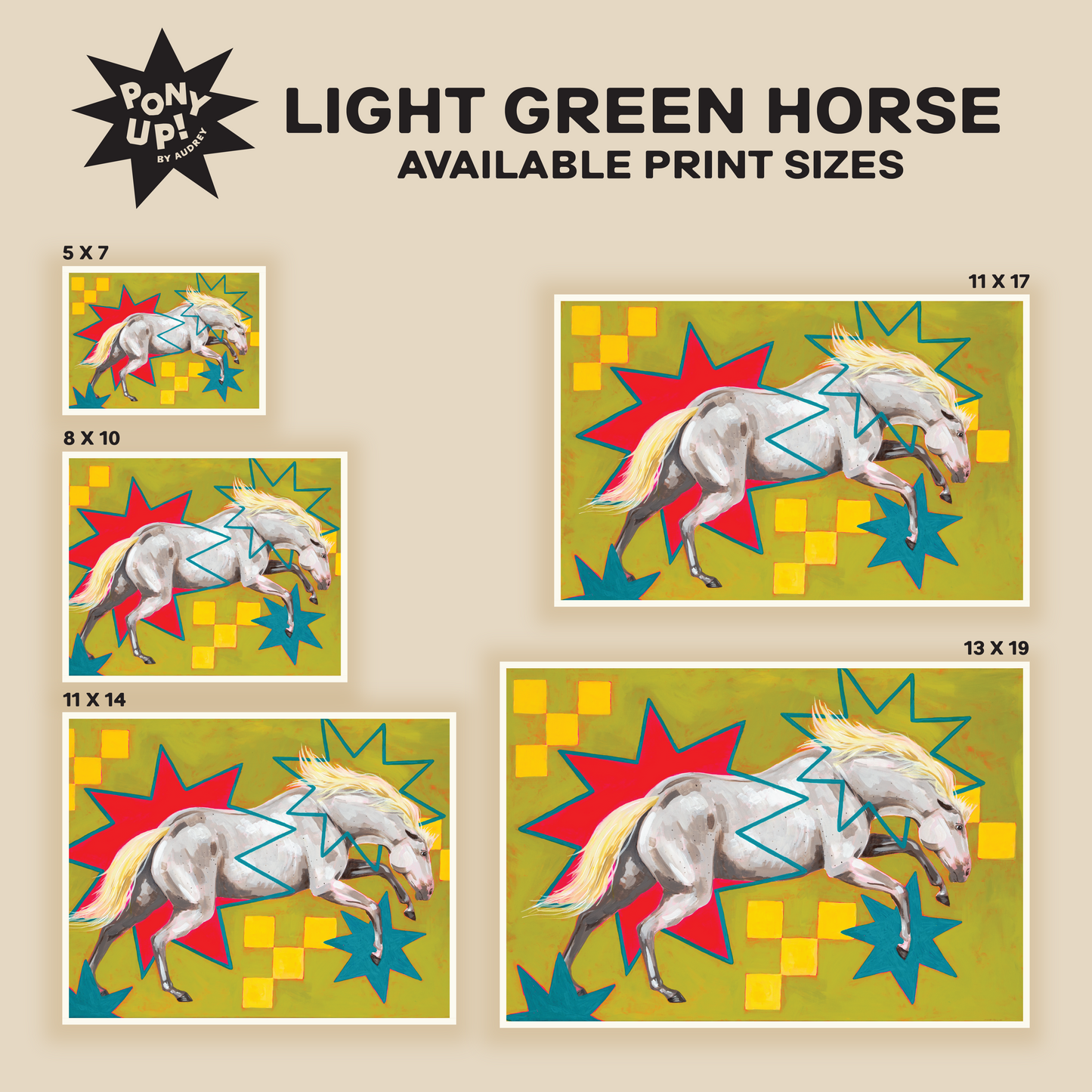 Light Green Horse Print