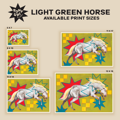 Light Green Horse Print
