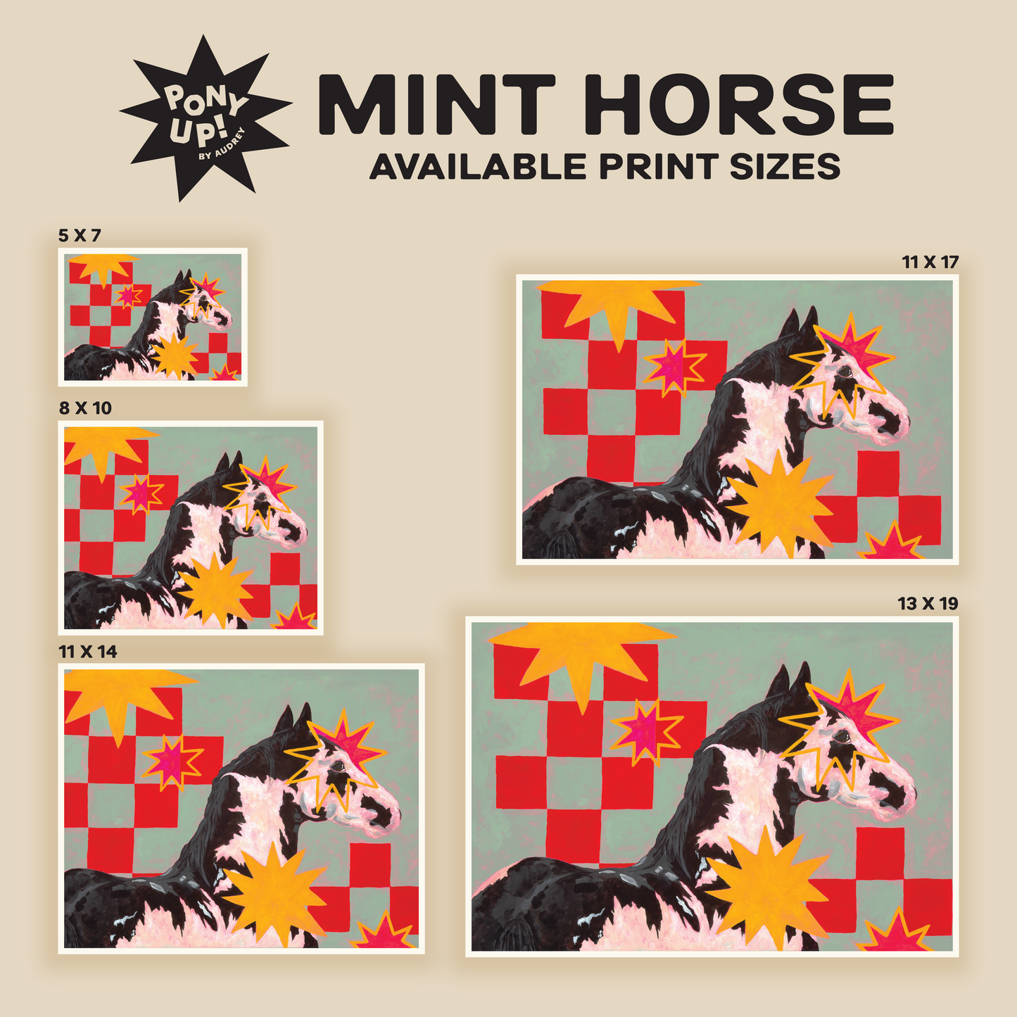 Mint Horse Print