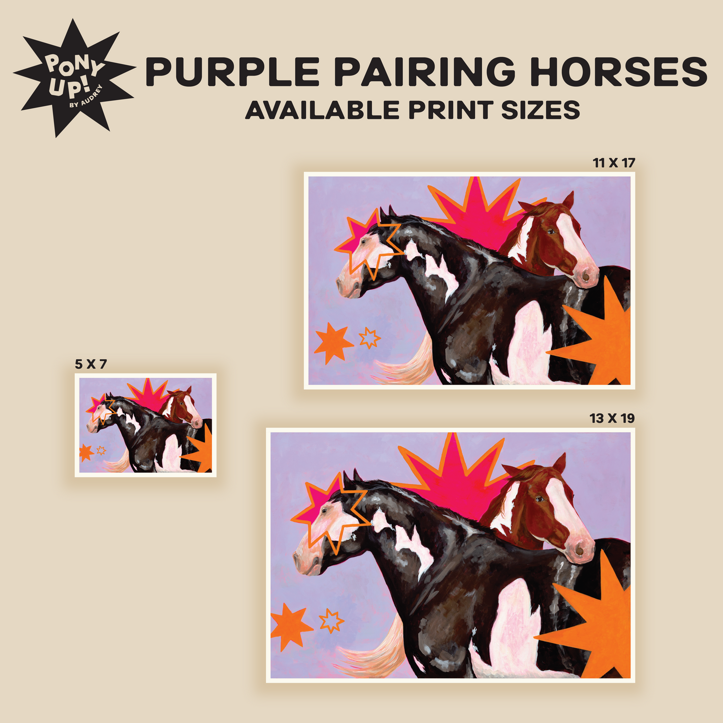 Purple Pairing Horses Print