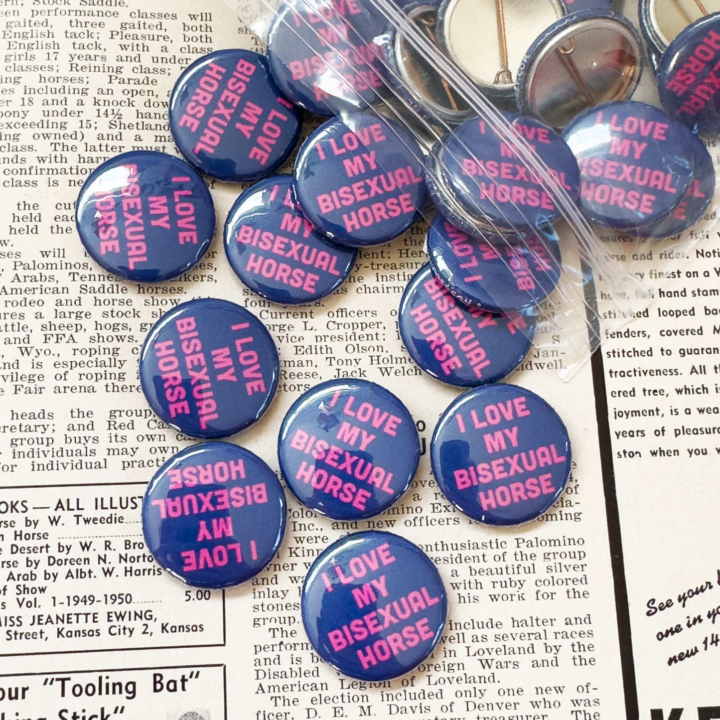 I Love My Bisexual Horse Button