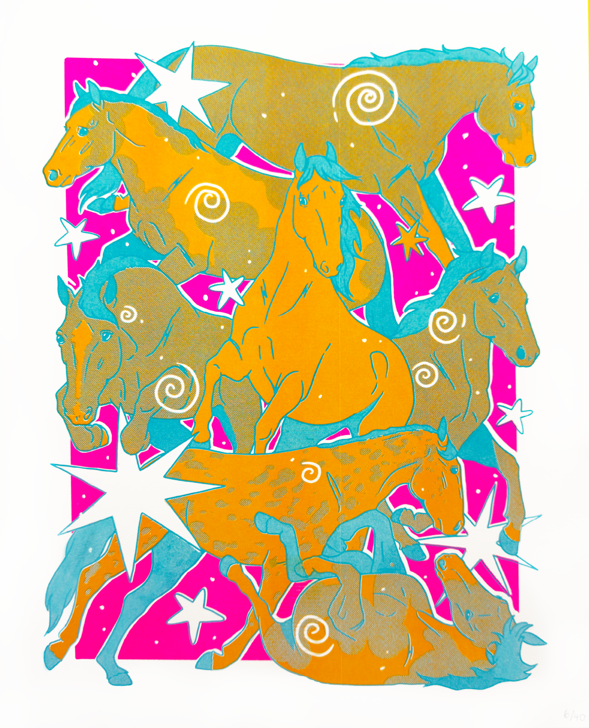 Cyan Herd Risograph Print