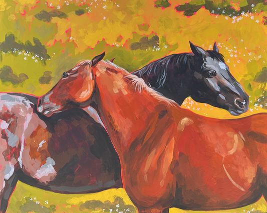 Grooming Horses Print